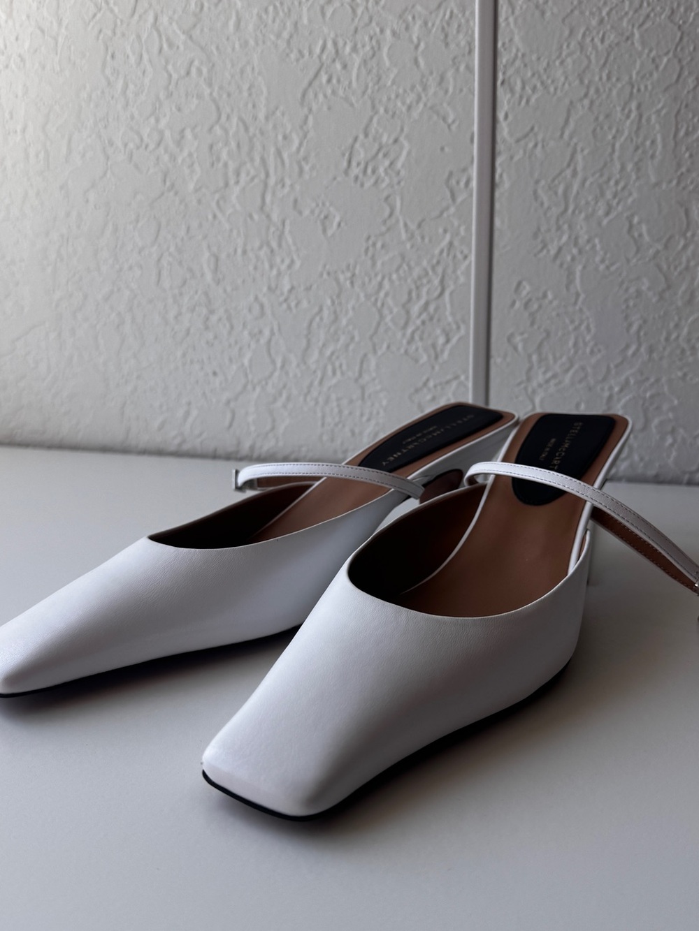 Stella McCartney White Square-Toe Slingback Mules Size 39.5